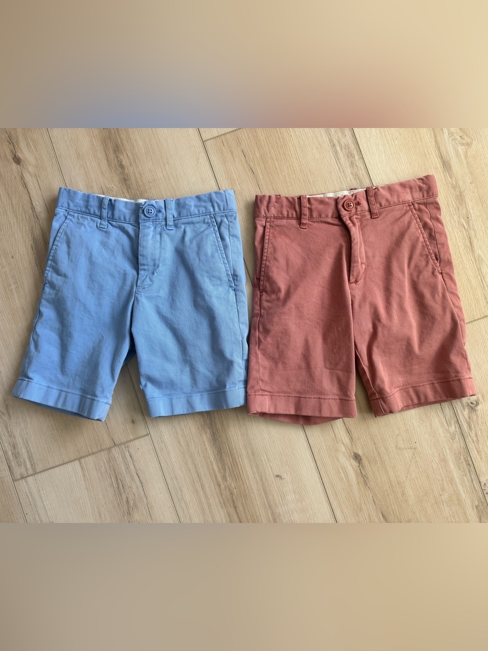 Boys J. Crew Crewcuts Chino Shorts - Light Blue & Dusty Rose. Adjustable Waist